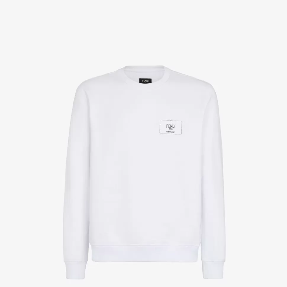 Sweat-Shirt En Coton Blanc | Fendi Hot