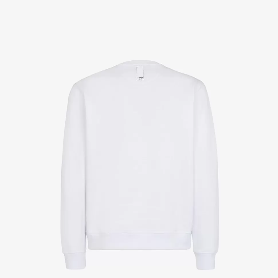 Sweat-Shirt En Coton Blanc | Fendi Hot