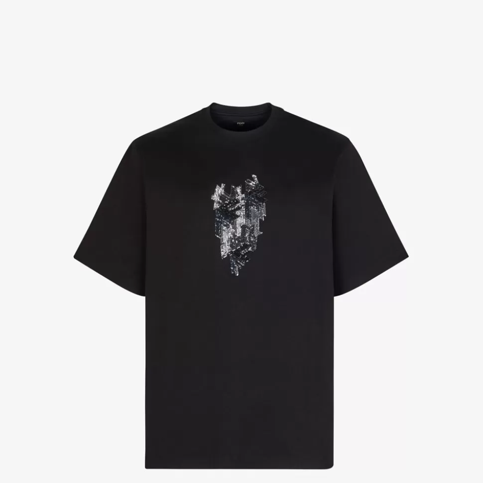 Sweat-Shirt En Jersey Noir | Fendi Cheap