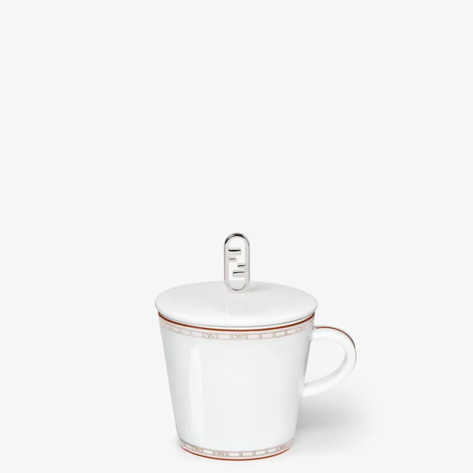 Tasse A The En Porcelaine Blanche Et Rouge Brique | Fendi Sale