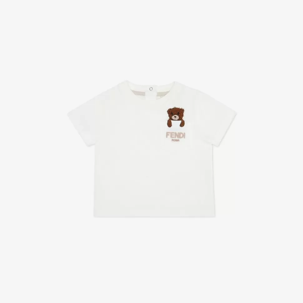 T-Shirt Bebe En Jersey Blanc | Fendi Sale