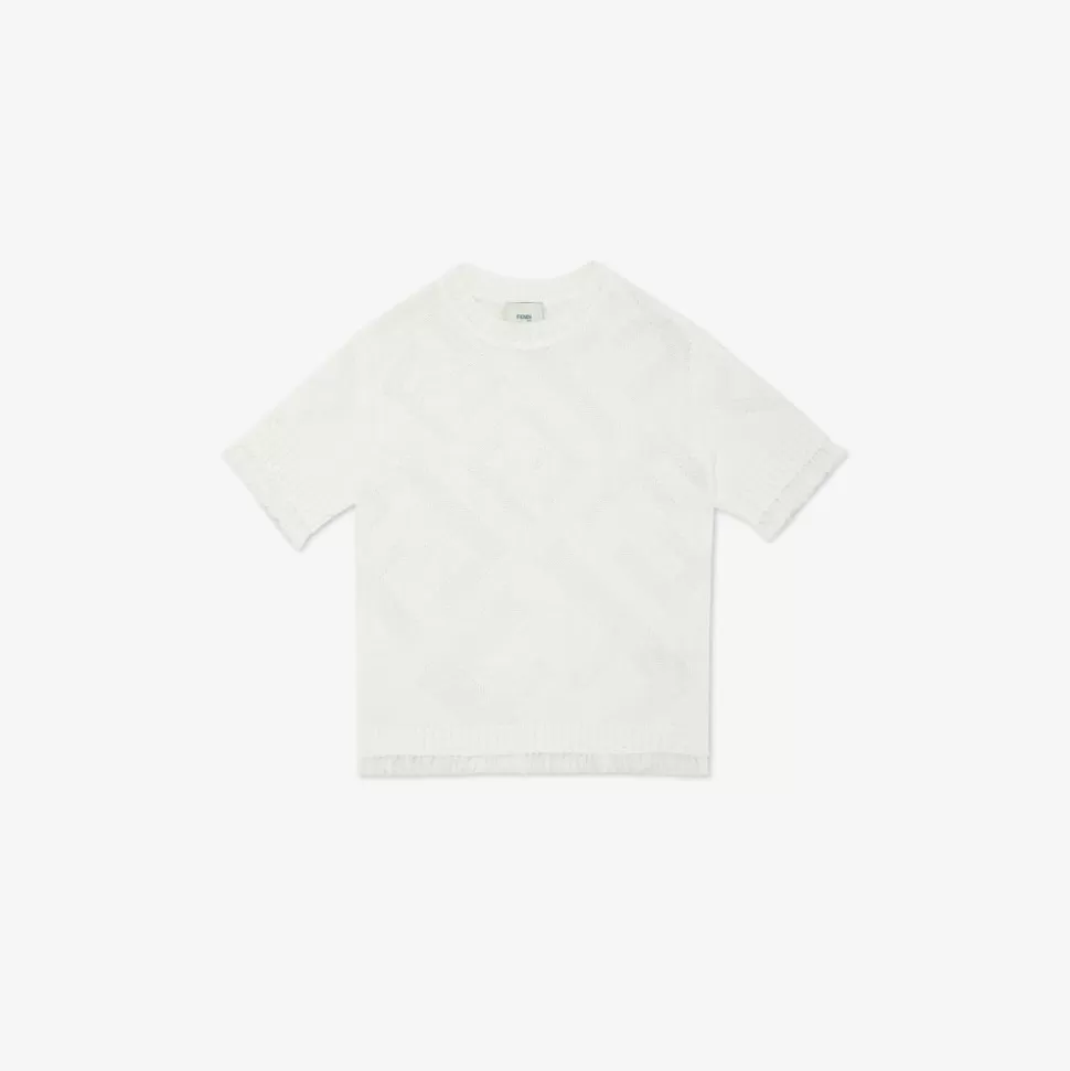 T-Shirt En Coton Jacquard Blanc | Fendi Shop