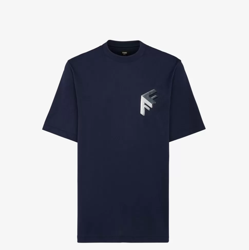 T-Shirt En Jersey Bleu | Fendi Discount