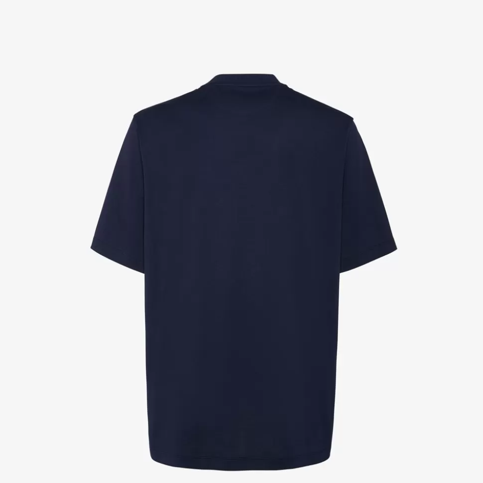T-Shirt En Jersey Bleu | Fendi Discount