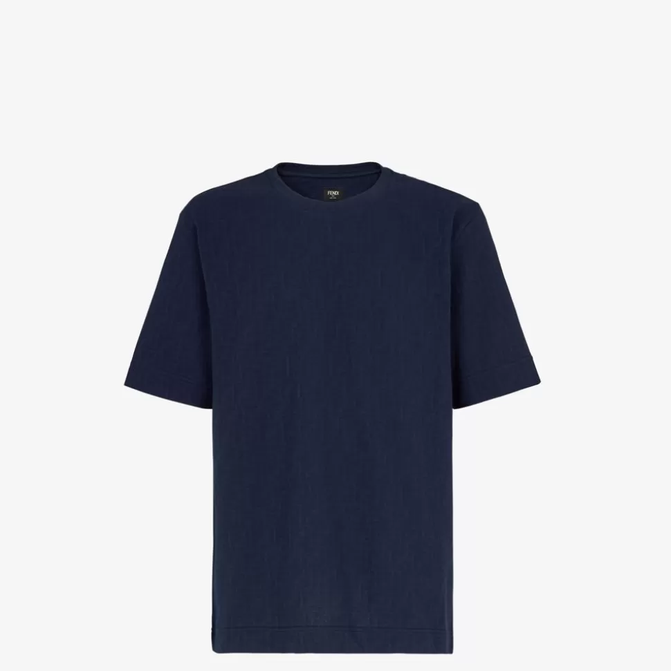 T-Shirt En Pique Bleu | Fendi Cheap