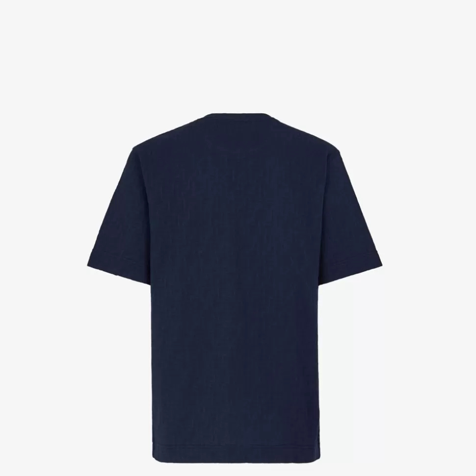T-Shirt En Pique Bleu | Fendi Cheap