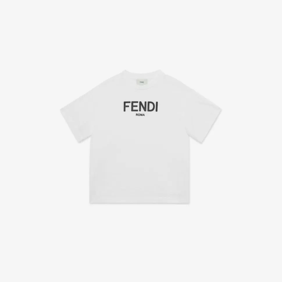 T-Shirt Enfant En Jersey Blanc | Fendi Shop