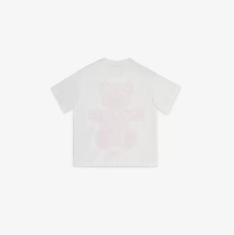 T-Shirt Enfant En Jersey Blanc Avec Imprime Fuchsia | Fendi Outlet