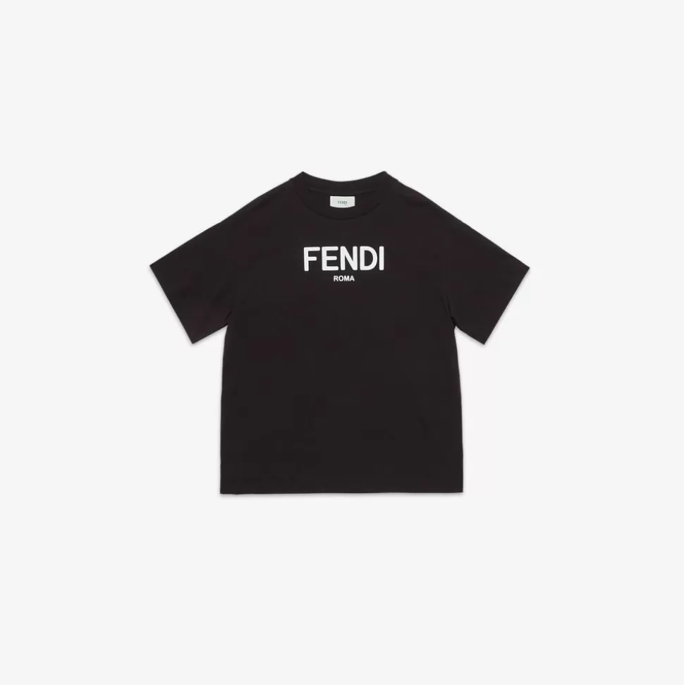 T-Shirt Enfant En Jersey Noir | Fendi Shop