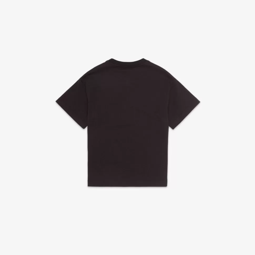 T-Shirt Enfant En Jersey Noir Avec Imprime Argente | Fendi Cheap